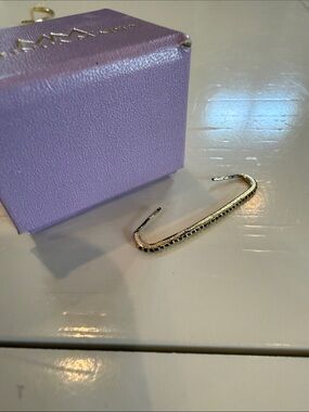 Melinda Maria Gold Cuff Ear Earring with Black Stones
